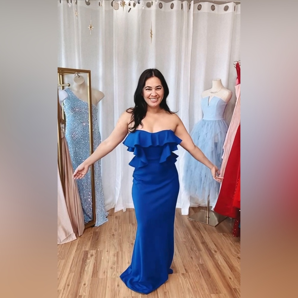 Symphony Ruffle Blue Prom Dress sz M